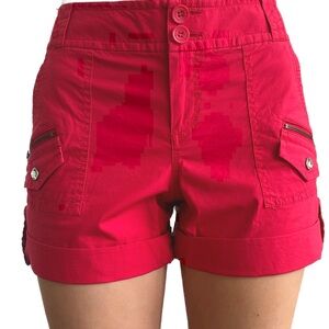INC International Concepts Red Chino Cargo Shorts Cotton Cuffed  Size 6
